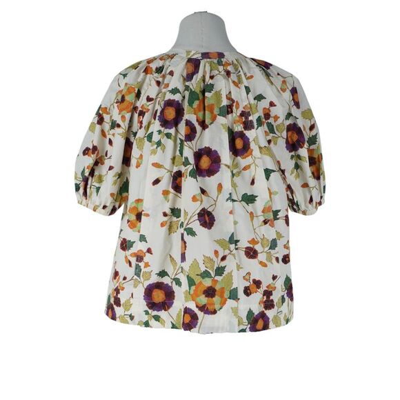 ULLA JOHNSON Cream Floral Loose Blouse - Picture 3 of 5